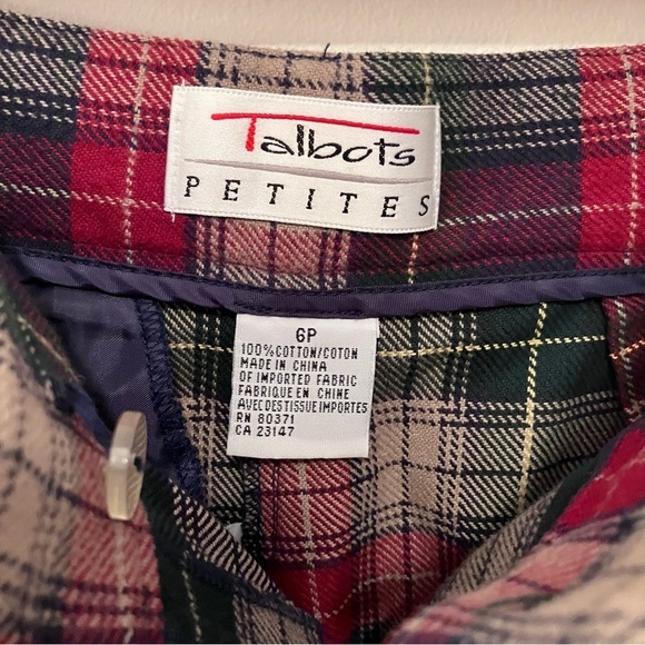 VTG Talbots Size 6P Plaid Cotton Trouser Shorts Pleated Preppy Old Money - Picture 4 of 6